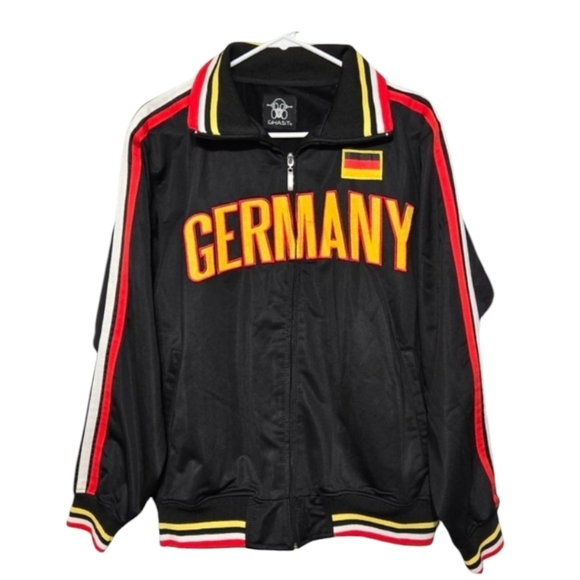 Ghast Black/Red/Gold Bomber Soccer Embroidered Jacket German Flag Details Sz L - Picture 7 of 8